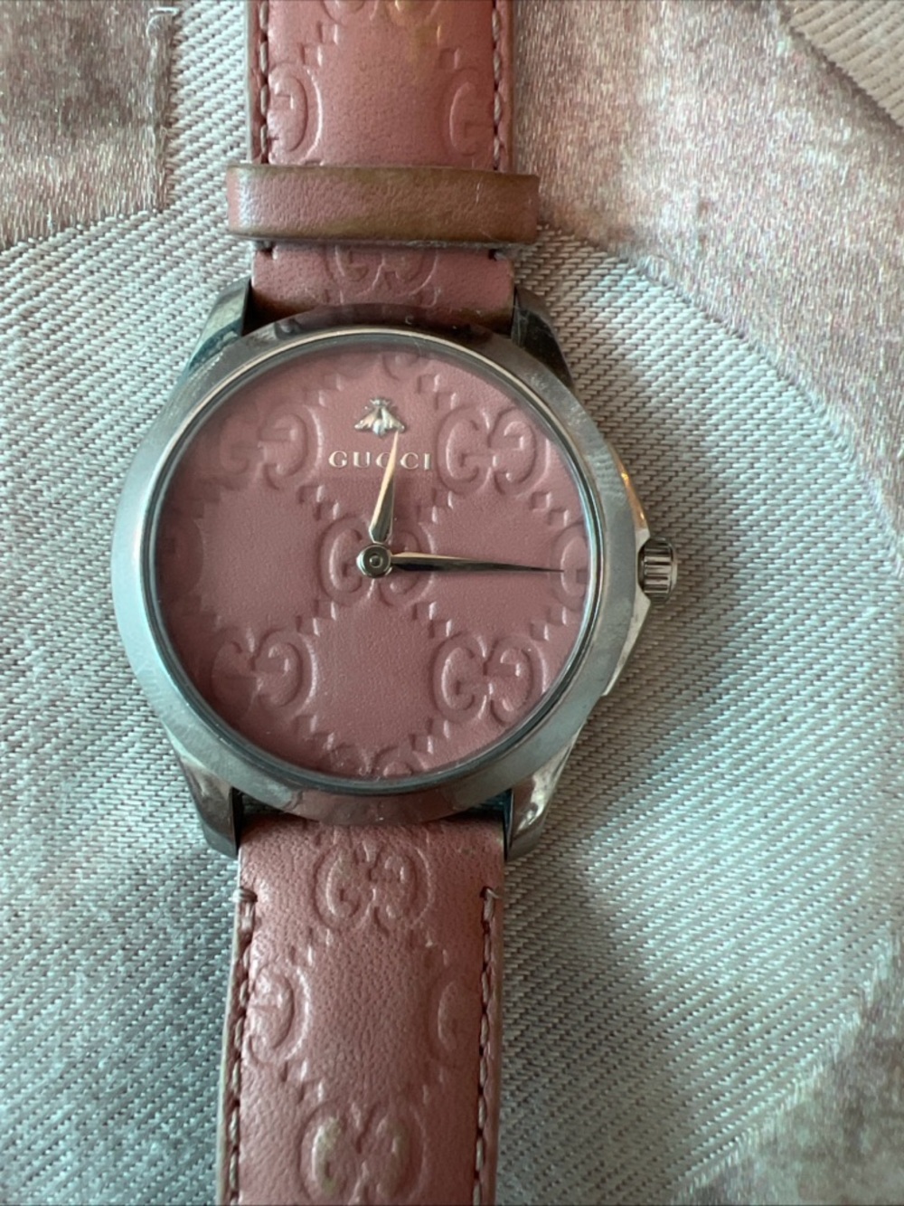 Women Pink Gucci Watch Leather Stainless Steel Swiss Made - Picture 3 of 8